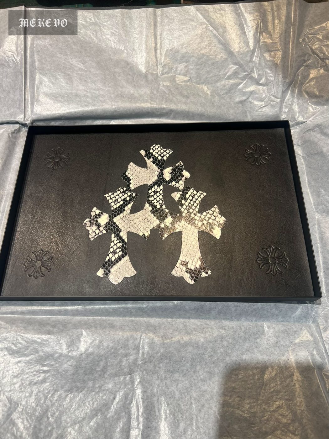 Chrome Hearts Style Rectangular Metal & Leather Tray - 2026 Special Edition
