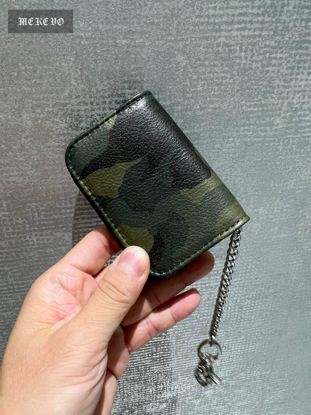 Chrome Hearts Style Scroll Card Holder in Camouflage Calfskin