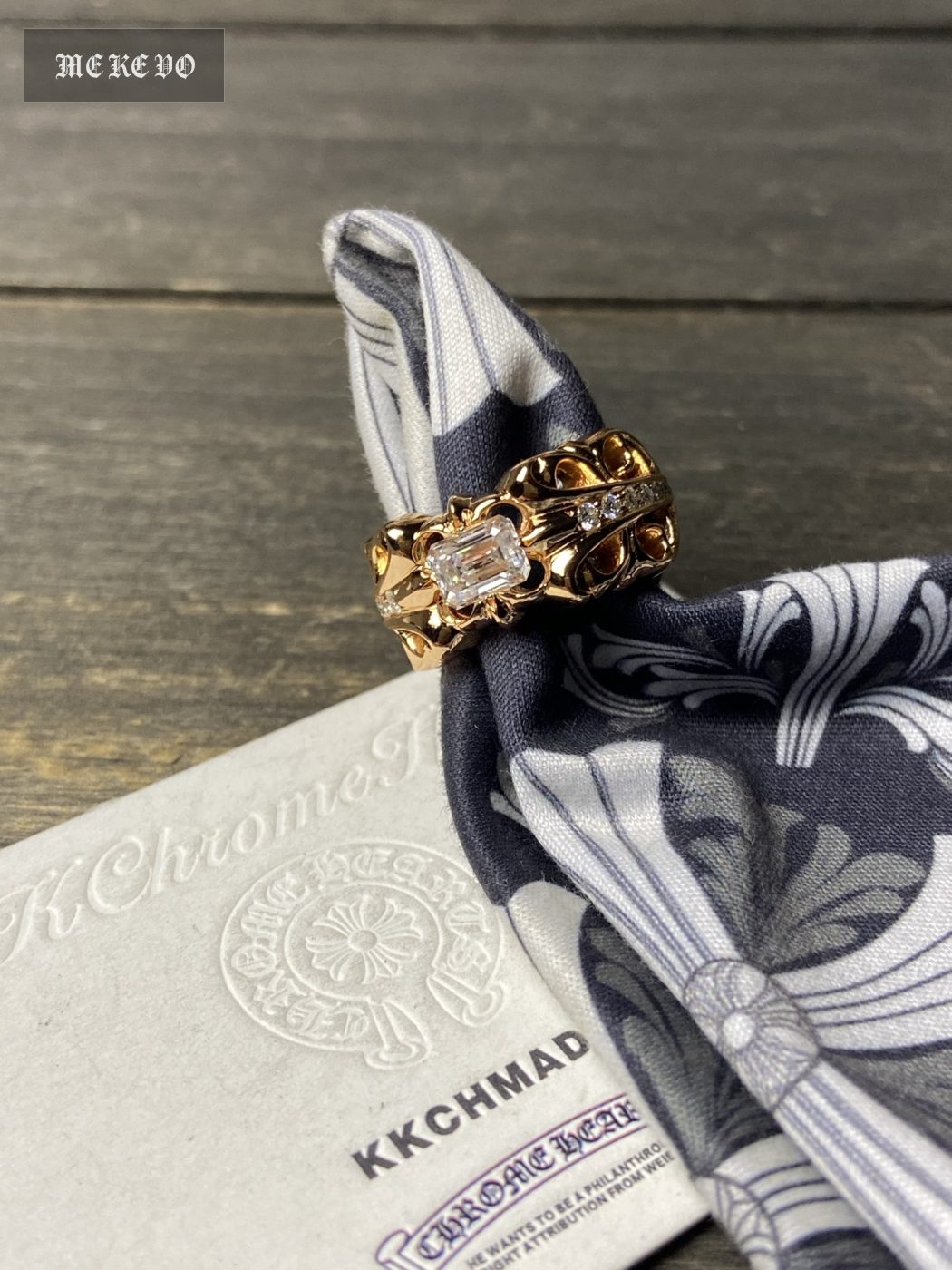 Ring, Custom Gold-Plated Diamond Setting