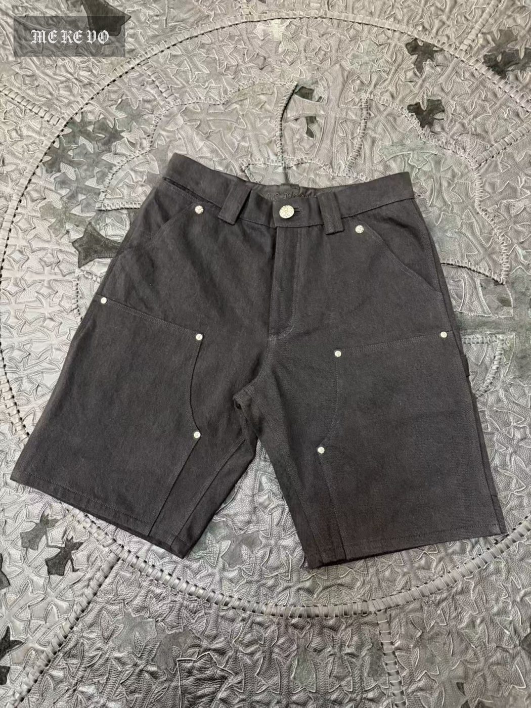 Chrome Hearts Black Twill Double-Knee Cargo Shorts