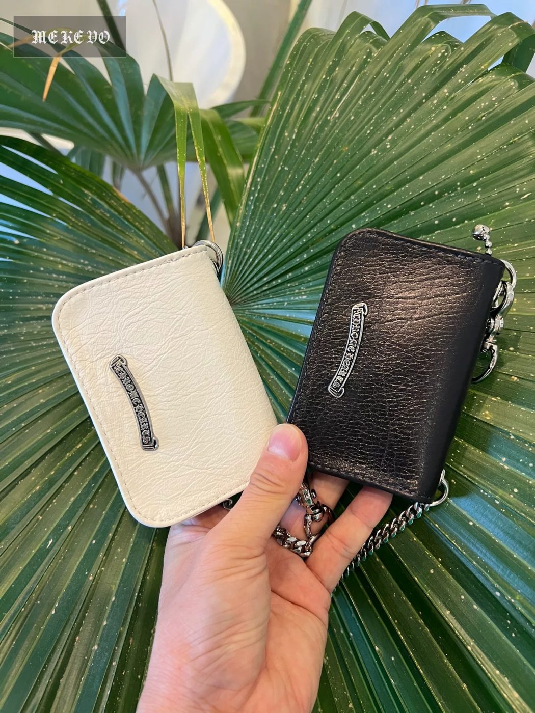 Chrome Hearts Style Leather Card Holder Key Wallet with Cross Motif