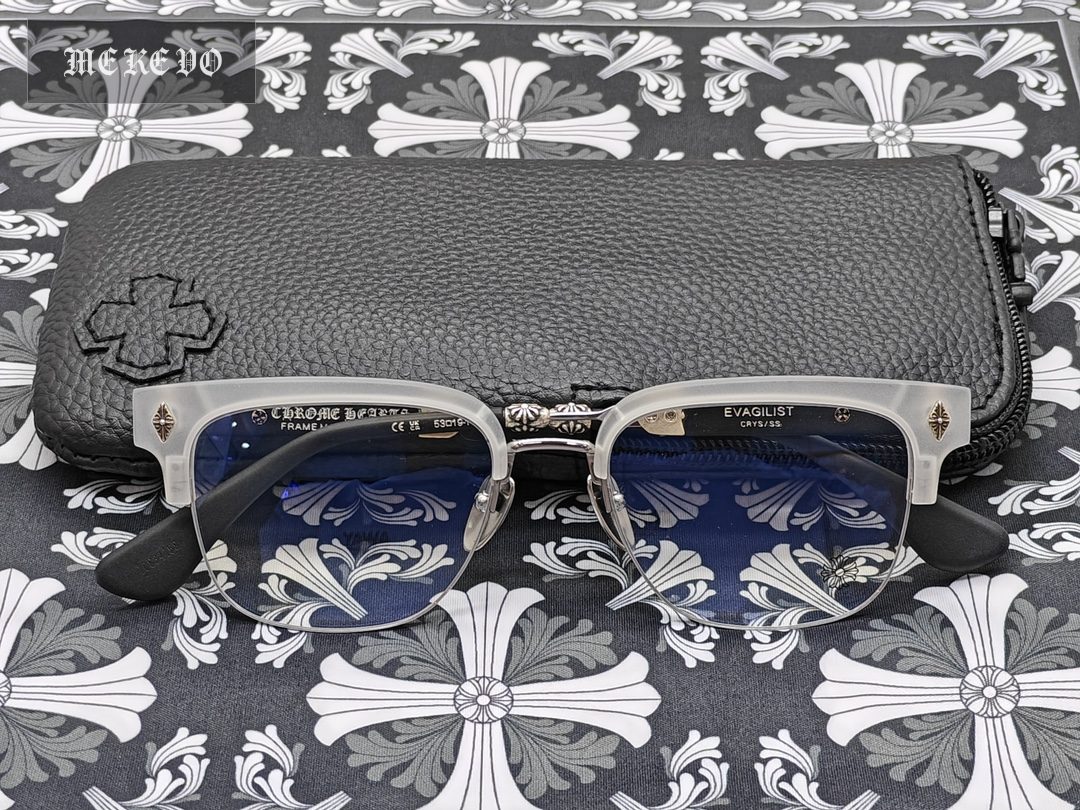 Chrome hearts Evagilist New Frosted White 925 Sterling Silver Dagger Style Eyeglass Frame.