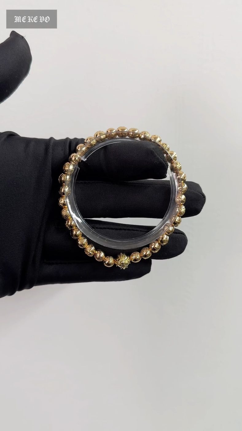 Gold-Plated Diamond Customization, 22K Real Gold Customization, Silver Bead Bracelet