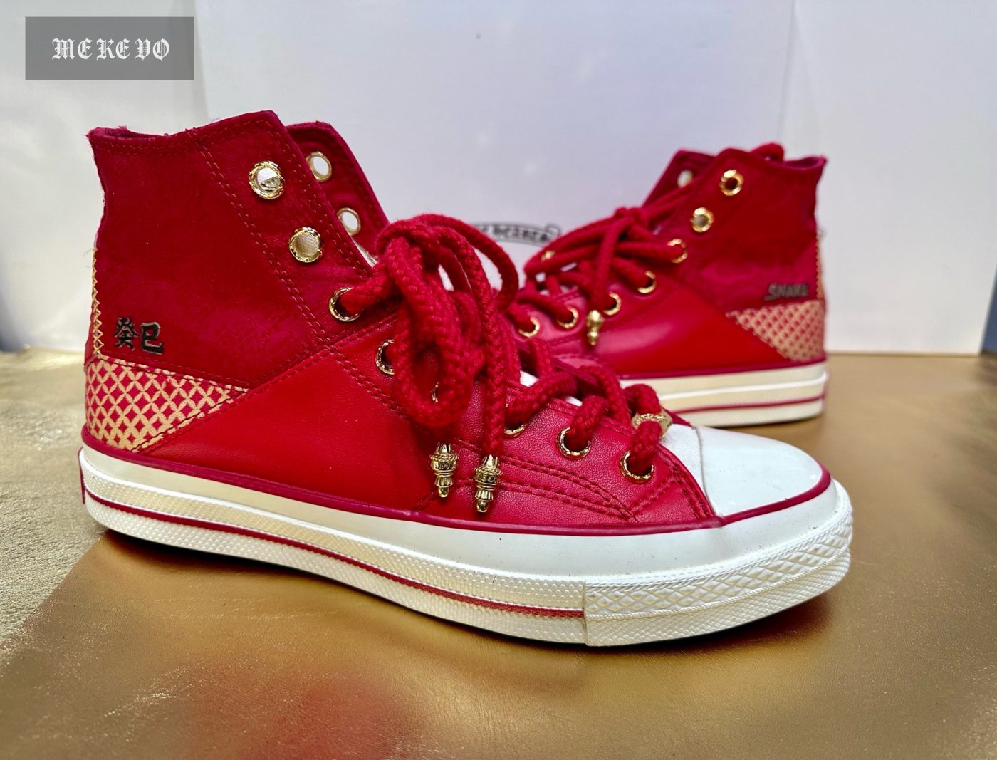 Chrome hearts x Converse 1970s Year of the Snake Limited Edition Painted High-Top Red Canvas Shoes. (Limited to 6 pairs)