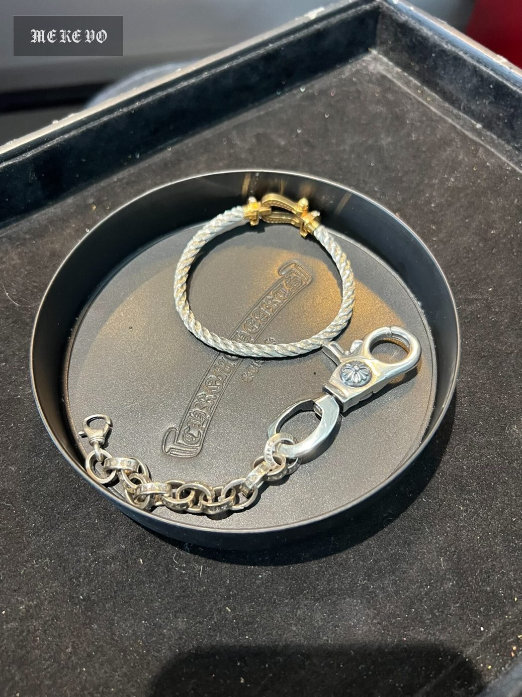 Chrome Hearts Style Round Leather Tray - Jewelry & Key Organizer